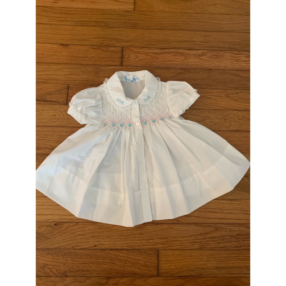 Baby Togs White Smocked Button Up Dress